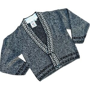 Vintage 90s Hoopla Black White Cardigan Sweater Men’s Small